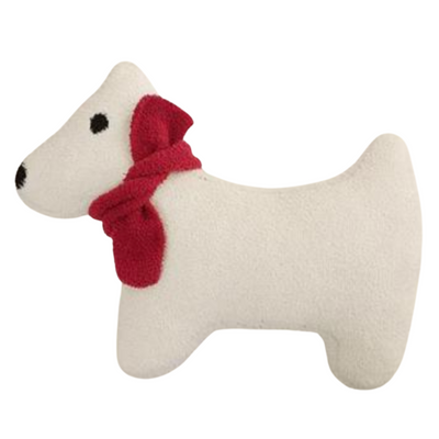 Knitted Dog Pillow met Rode Sjaal – RBAN SPCTRA Collectie